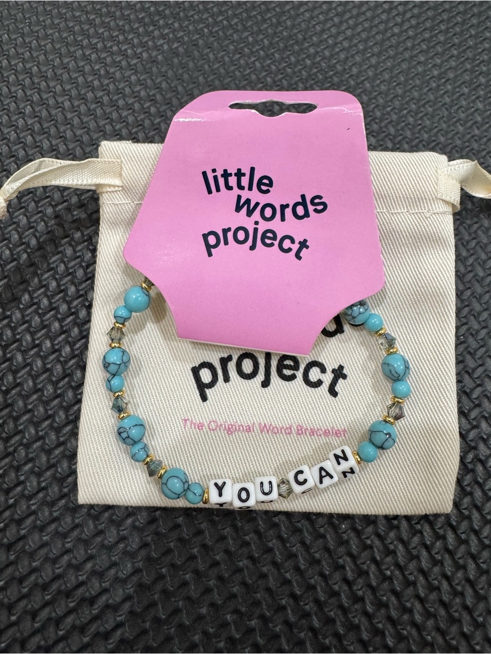 Little Words Project Turquoise "YOU CAN" Beaded Bracelet